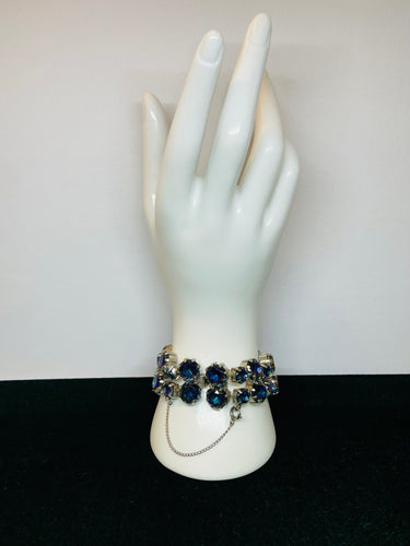 Blue AB Double Row Rhinestone Bracelet
